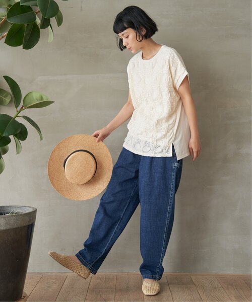 LBC（エルビーシー）の「【プチプラ1990円（税込）】レースジャカード切り替えプルオーバー（Tシャツ/カットソー・レディース・ホワイト/グリーン/ピンク/ネイビー・L/M）」の14枚目の写真