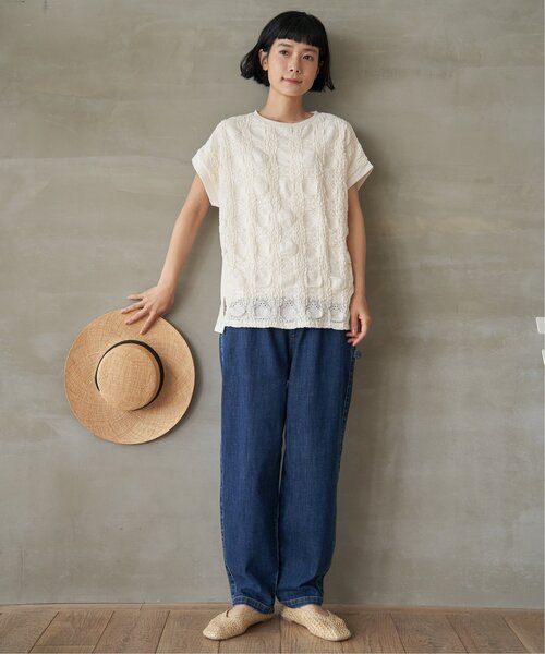 LBC（エルビーシー）の「【プチプラ1990円（税込）】レースジャカード切り替えプルオーバー（Tシャツ/カットソー・レディース・ホワイト/グリーン/ピンク/ネイビー・L/M）」の16枚目の写真