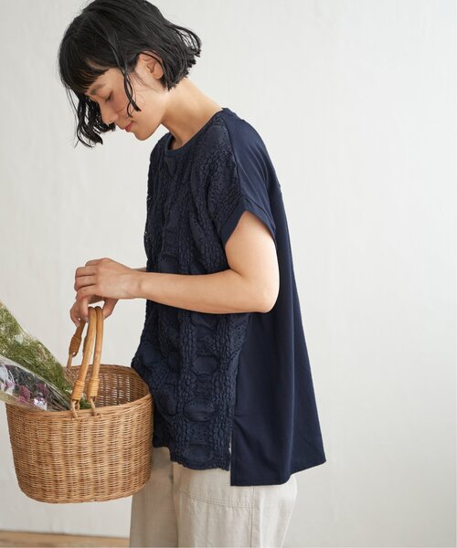 LBC（エルビーシー）の「【プチプラ1990円（税込）】レースジャカード切り替えプルオーバー（Tシャツ/カットソー・レディース・ホワイト/グリーン/ピンク/ネイビー・L/M）」の18枚目の写真