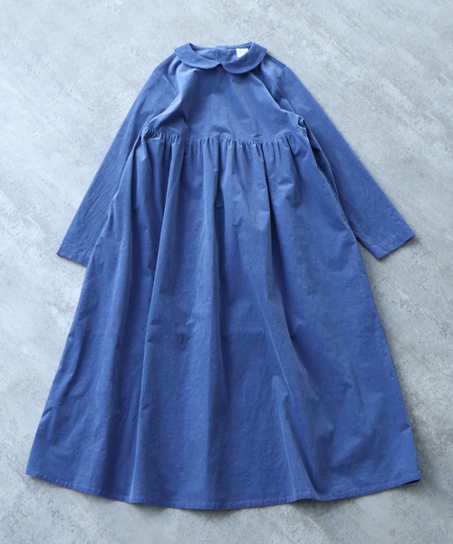 bulle de savon（ビュルデサボン）の「細コール 丸衿ワンピース（ワンピース・レディース・ネイビー/ブルー・FREE）」の2枚目の写真