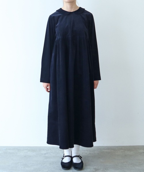 bulle de savon（ビュルデサボン）の「細コール 丸衿ワンピース（ワンピース・レディース・ネイビー/ブルー・FREE）」の8枚目の写真