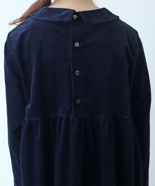 bulle de savon（ビュルデサボン）の「細コール 丸衿ワンピース（ワンピース・レディース・ネイビー/ブルー・FREE）」の15枚目の写真