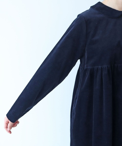 bulle de savon（ビュルデサボン）の「細コール 丸衿ワンピース（ワンピース・レディース・ネイビー/ブルー・FREE）」の13枚目の写真