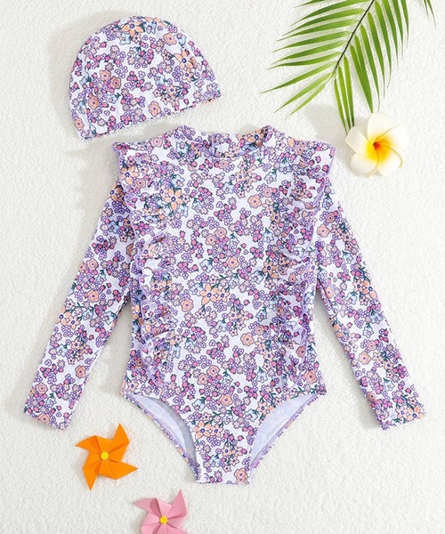 ハワイで購入フラワープリント長袖水着　ロンスプ ハワイで購入フラワープリント長袖水着 ロンスプ ハワイで購入