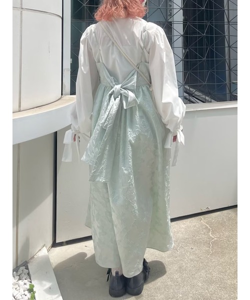 merry jenny（メリージェニー）の「バックリボンジャガードキャミワンピース（ワンピース・レディース・ブルー/オフホワイト/ブラック/アイボリー・FREE）」の4枚目の写真