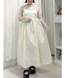 バックリボンジャガードキャミワンピース