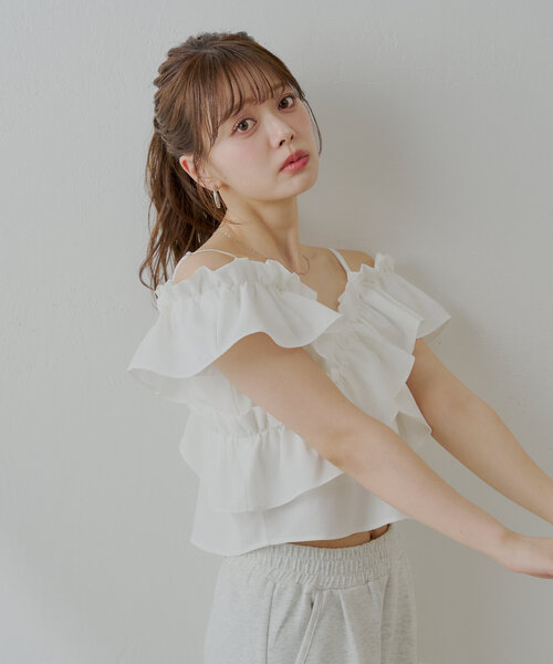 Chico（チコ）の「【WEB限定】ノースリクロスフリルデザイン