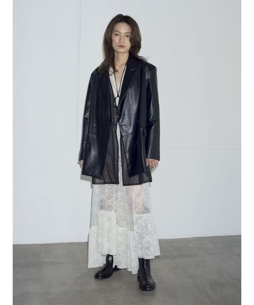 Htage（テージ）の「【Htage】レースシアーボリュームワンピース（ワンピース・レディース・ブラック/オフホワイト・FREE）」の2枚目の写真