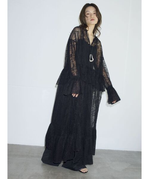 Htage（テージ）の「【Htage】レースシアーボリュームワンピース（ワンピース・レディース・ブラック/オフホワイト・FREE）」の8枚目の写真