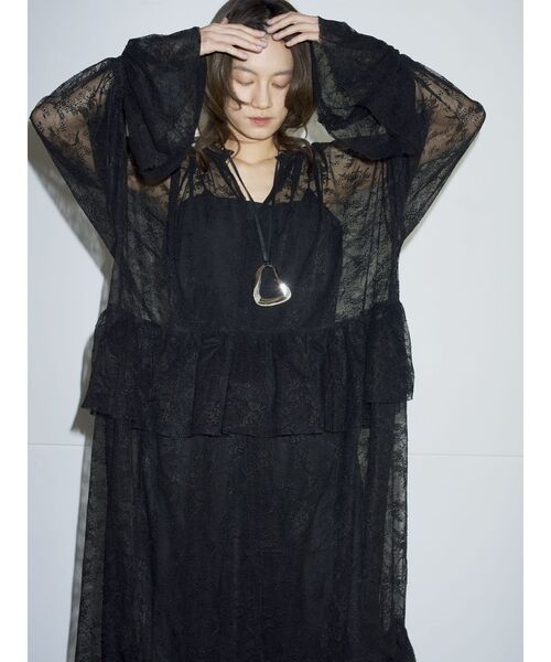 Htage（テージ）の「【Htage】レースシアーボリュームワンピース（ワンピース・レディース・ブラック/オフホワイト・FREE）」の10枚目の写真