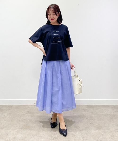 Reflect(リフレクト)の「【UVカット/接触冷感/マシンウォッシュ可】ドルマンスリーブロゴTシャツ(Tシャツ/カットソー・レディース・ネイビー/オフホワイト/ライトベージュ・00)」の8枚目の写真