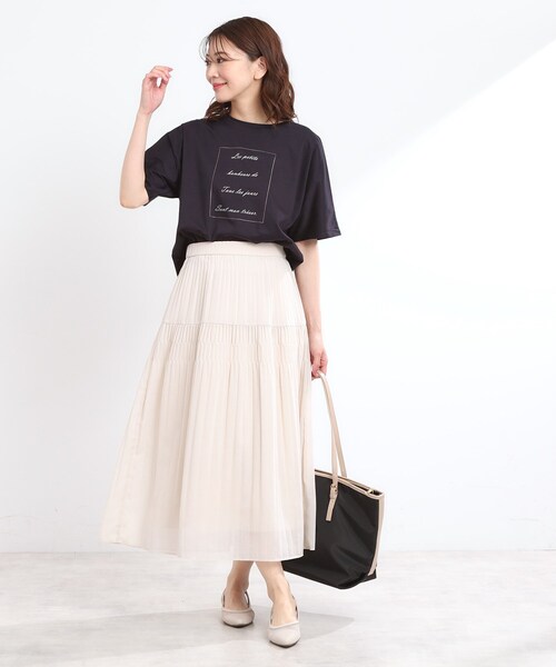 Reflect(リフレクト)の「【UVカット/接触冷感/マシンウォッシュ可】ドルマンスリーブロゴTシャツ(Tシャツ/カットソー・レディース・ネイビー/オフホワイト/ライトベージュ・00)」の20枚目の写真
