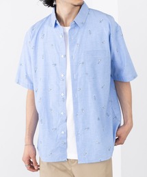【BEVERLY HILLS POLO CLUB】<半立衿>リゾートプリントR/G半袖シャツ MNY 5230-2035