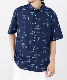 【BEVERLY HILLS POLO CLUB】<半立衿>リゾートプリントR/G半袖シャツ MNY 5230-2035