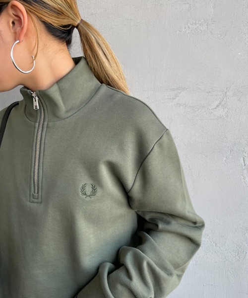FRED PERRY/フレッドペリー] ワンポイントロゴ刺繍 ハーフジップ