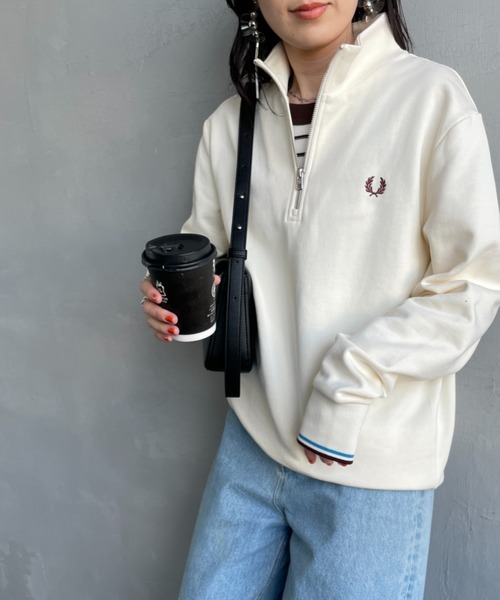 新品FRED PERRY ワンポイントロゴ刺繍 ハーフジップスウェットM3574 FRED PERRY/フレッドペリー] ワンポイントロゴ刺繍 ハーフジップ