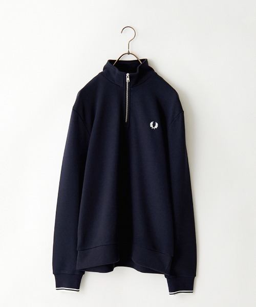 FRED PERRY/フレッドペリー] ワンポイントロゴ刺繍 ハーフジップ