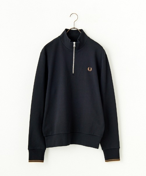 FRED PERRY/フレッドペリー] ワンポイントロゴ刺繍 ハーフジップ