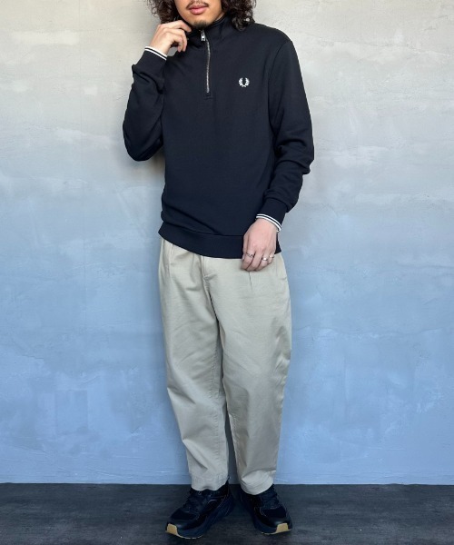FRED PERRY/フレッドペリー] ワンポイントロゴ刺繍 ハーフジップ