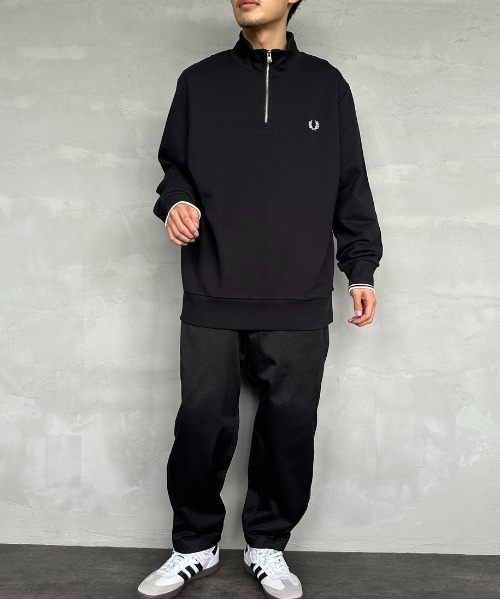 新品FRED PERRY ワンポイントロゴ刺繍 ハーフジップスウェットM3574 FRED PERRY/フレッドペリー] ワンポイントロゴ刺繍 ハーフジップ