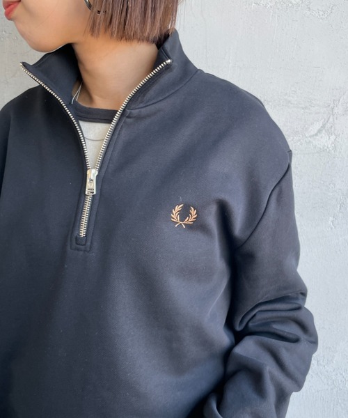 FRED PERRY/フレッドペリー] ワンポイントロゴ刺繍 ハーフジップ