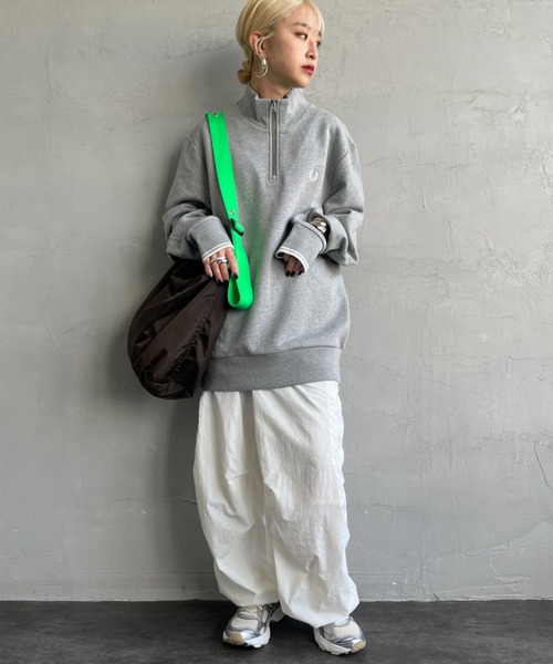 FRED PERRY/フレッドペリー] ワンポイントロゴ刺繍 ハーフジップ