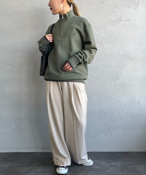 新品FRED PERRY ワンポイントロゴ刺繍 ハーフジップスウェットM3574 FRED PERRY/フレッドペリー] ワンポイントロゴ刺繍 ハーフジップ