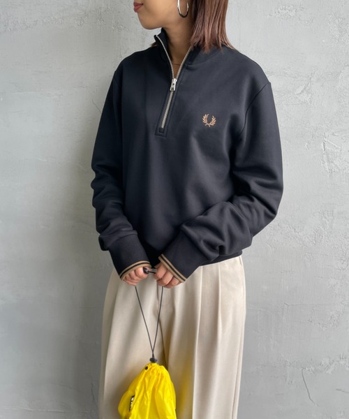 新品FRED PERRY ワンポイントロゴ刺繍 ハーフジップスウェットM3574 FRED PERRY/フレッドペリー] ワンポイントロゴ刺繍 ハーフジップ
