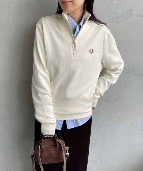【購入者様決定】 FRED PERRY ロゴ刺繍入りハーフジップスウェット FRED PERRY [フレッドペリー] ワンポイントロゴ刺繍 ハーフ