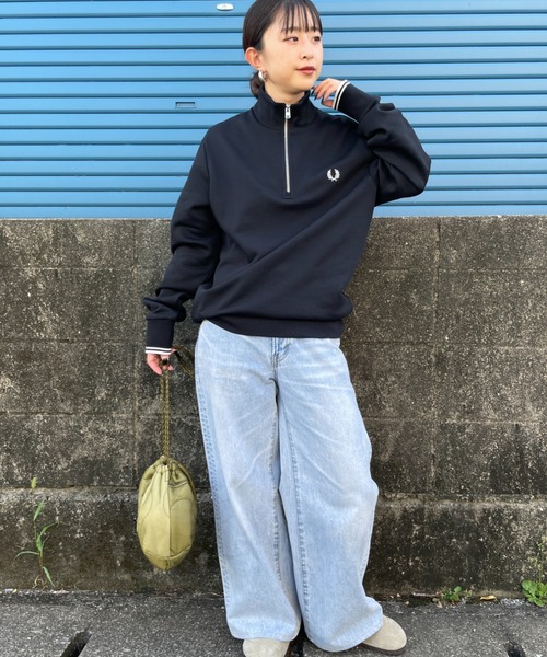 新品FRED PERRY ワンポイントロゴ刺繍 ハーフジップスウェットM3574 FRED PERRY [フレッドペリー] ワンポイントロゴ刺繍 ハーフ