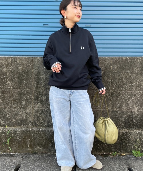 新品FRED PERRY ワンポイントロゴ刺繍 ハーフジップスウェットM3574 FRED PERRY/フレッドペリー] ワンポイントロゴ刺繍 ハーフジップ