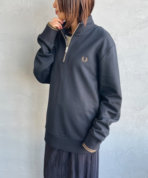FRED PERRY/フレッドペリー] ワンポイントロゴ刺繍 ハーフジップ