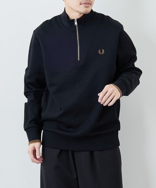 新品FRED PERRY ワンポイントロゴ刺繍 ハーフジップスウェットM3574 FRED PERRY/フレッドペリー] ワンポイントロゴ刺繍 ハーフジップ