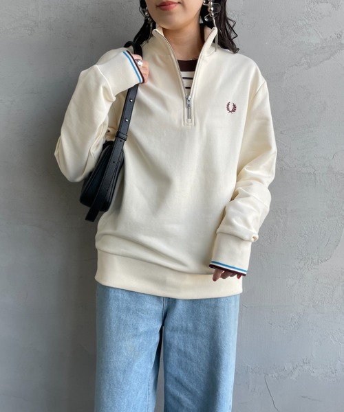 新品FRED PERRY ワンポイントロゴ刺繍 ハーフジップスウェットM3574 FRED PERRY/フレッドペリー] ワンポイントロゴ刺繍 ハーフジップ