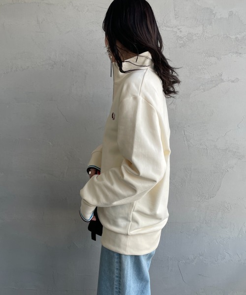 FRED PERRY/フレッドペリー] ワンポイントロゴ刺繍 ハーフジップ