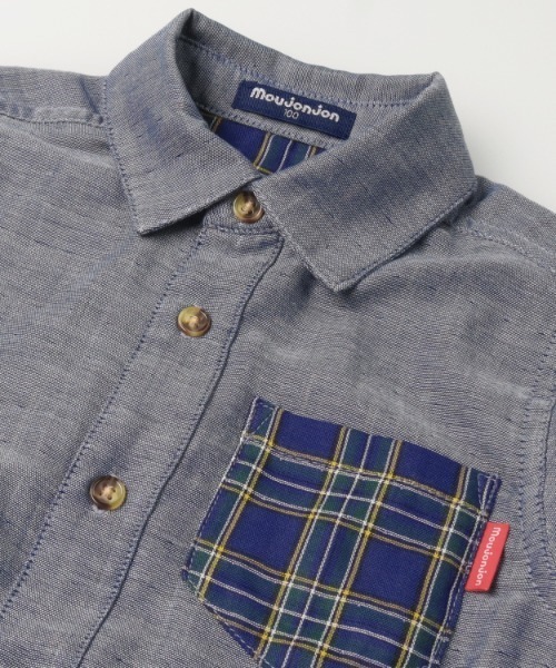 Moujonjon（ムージョンジョン）の「袖口リブＷガーゼシャツ（シャツ/ブラウス・キッズ・ネイビー・140/130/120/110/100/90）」の3枚目の写真