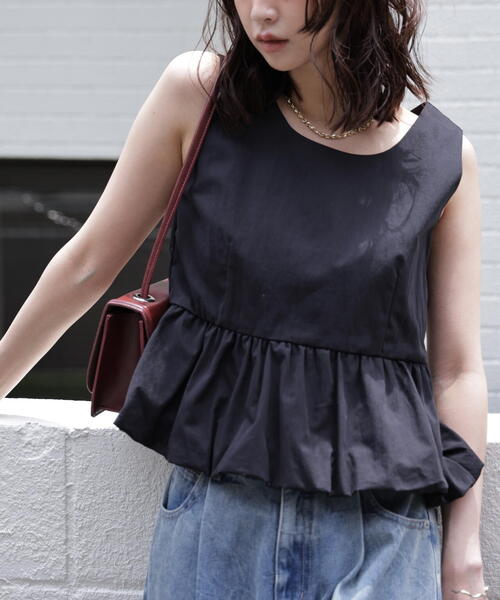 FREE'S MART（フリーズマート）の「バルーンペプラムノースリブラウス（シャツ/ブラウス・レディース・ホワイト/イエロー/ブラック・FREE）」の2枚目の写真