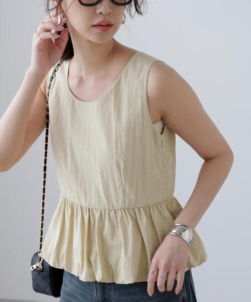 FREE'S MART（フリーズマート）の「バルーンペプラムノースリブラウス（シャツ/ブラウス・レディース・ホワイト/イエロー/ブラック・FREE）」の9枚目の写真