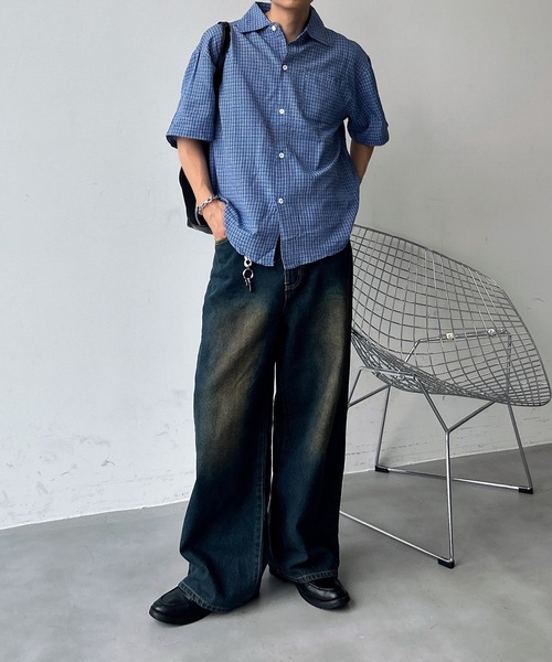 UNDERSTATEMENTs(アンダーステイトメント)の「【ユニセックス】ベーシックチェック柄シャツ(シャツ/ブラウス・メンズ・ブルー・LARGE/MEDIUM)」の4枚目の写真