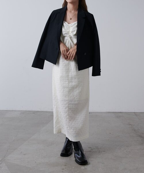 Lui's（ルイス）の「ジャガードシャーリングキャミワンピース（ワンピース・レディース・オフホワイト/ブラック/ベージュ・FREE）」の12枚目の写真