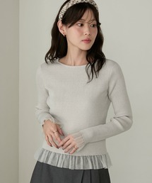 Cherir Mignon | 【Cherir Mignon】シアーフリルラメリブニットプルオーバー(ニット/セーター)