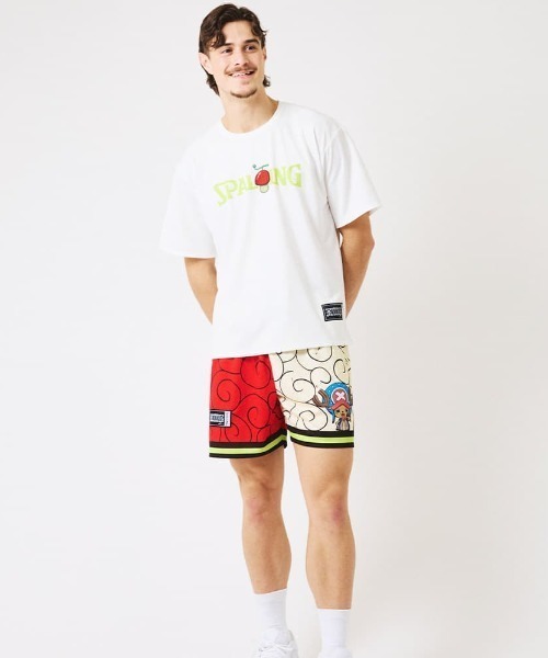 SPALDING(スポルディング)の「【SPALDING/スポルディング】Tシャツ ONE PIECE ヒトヒトの実 ロゴ/吸水速乾機能・UVカット機能・アニメ半袖Tシャツ(Tシャツ/カットソー・メンズ・ブラック/ホワイト/レッド・LARGE/MEDIUM)」の1枚目の写真