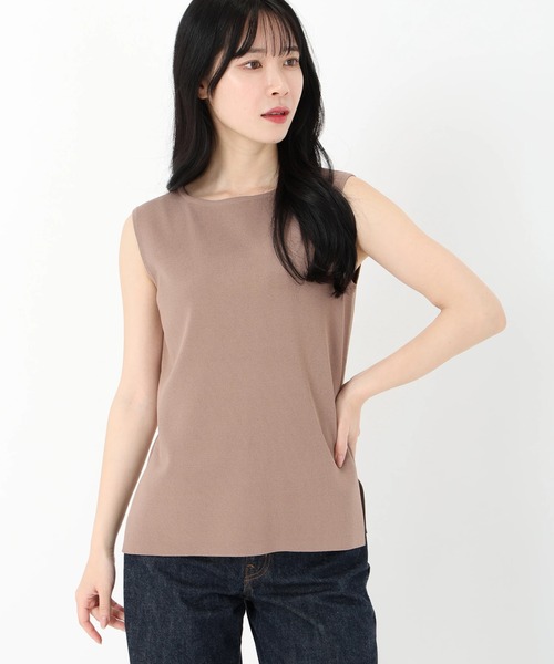 STRAWBERRY-FIELDS（ストロベリーフィールズ）の「シェリルストレッチ_ミドル丈総針ニット（ニット/セーター・レディース・レッド/グレー/ブラック/モーブ系・2）」の3枚目の写真