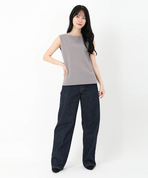 STRAWBERRY-FIELDS（ストロベリーフィールズ）の「シェリルストレッチ_ミドル丈総針ニット（ニット/セーター・レディース・レッド/グレー/ブラック/モーブ系・2）」の13枚目の写真