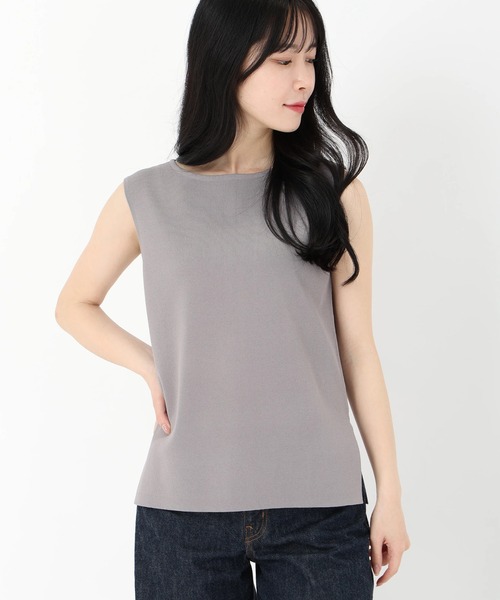 STRAWBERRY-FIELDS（ストロベリーフィールズ）の「シェリルストレッチ_ミドル丈総針ニット（ニット/セーター・レディース・レッド/グレー/ブラック/モーブ系・2）」の6枚目の写真