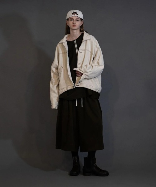 my beautiful landlet（マイビューティフルランドレット）の「【my beautiful landlet】 PONTE KNIT WIDE SHORT PANTS（その他パンツ・メンズ・カーキ/グレー/ブラック/ホワイト・1/0）」の4枚目の写真