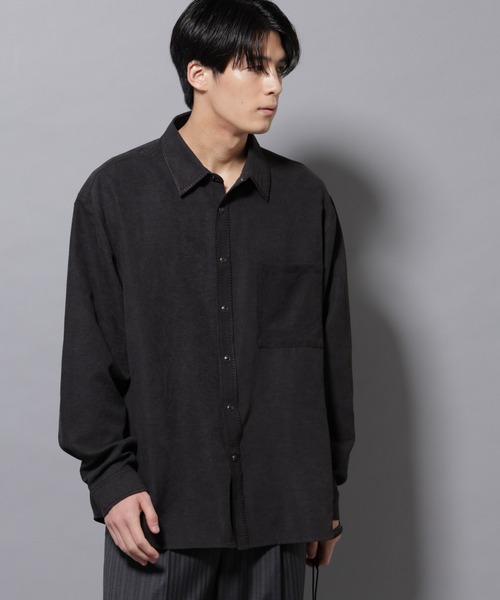 NANO universe（ナノユニバース）の「エンブロイダリーフェイクスウェードシャツ（シャツ/ブラウス・メンズ・ブラック/ブラウン・M/L）」の10枚目の写真