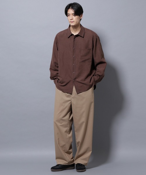 NANO universe（ナノユニバース）の「エンブロイダリーフェイクスウェードシャツ（シャツ/ブラウス・メンズ・ブラック/ブラウン・M/L）」の6枚目の写真