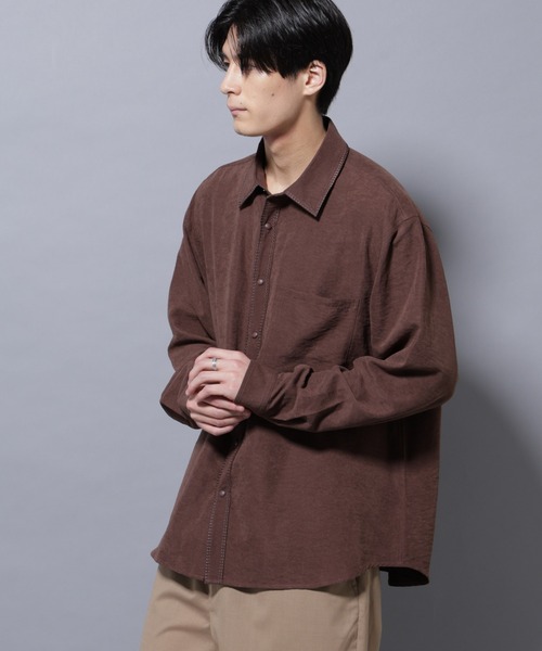 NANO universe（ナノユニバース）の「エンブロイダリーフェイクスウェードシャツ（シャツ/ブラウス・メンズ・ブラック/ブラウン・M/L）」の3枚目の写真