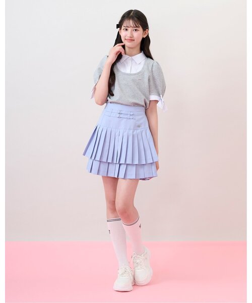 メゾピアノジュニア Tシャツ パフスリーブ袖 リボン ベリーちゃん ピンク150 メゾピアノジュニア(mezzo piano junior)パフスリーブ